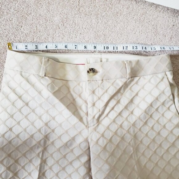 Banana Republic Camden Cotton Champagne Jacquard Tapered Ankle Trousers 8 - Picture 5 of 8